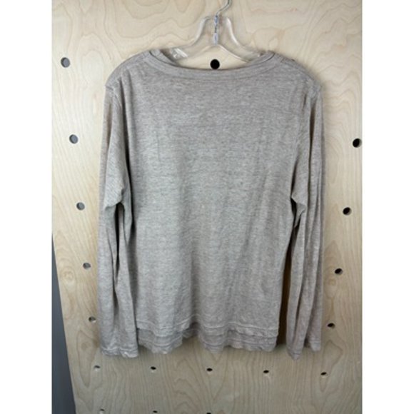 Vlas Blomme Gray Long Sleeve Round Neck Classic Linen Pullover Sweater Size 1 - Picture 3 of 5